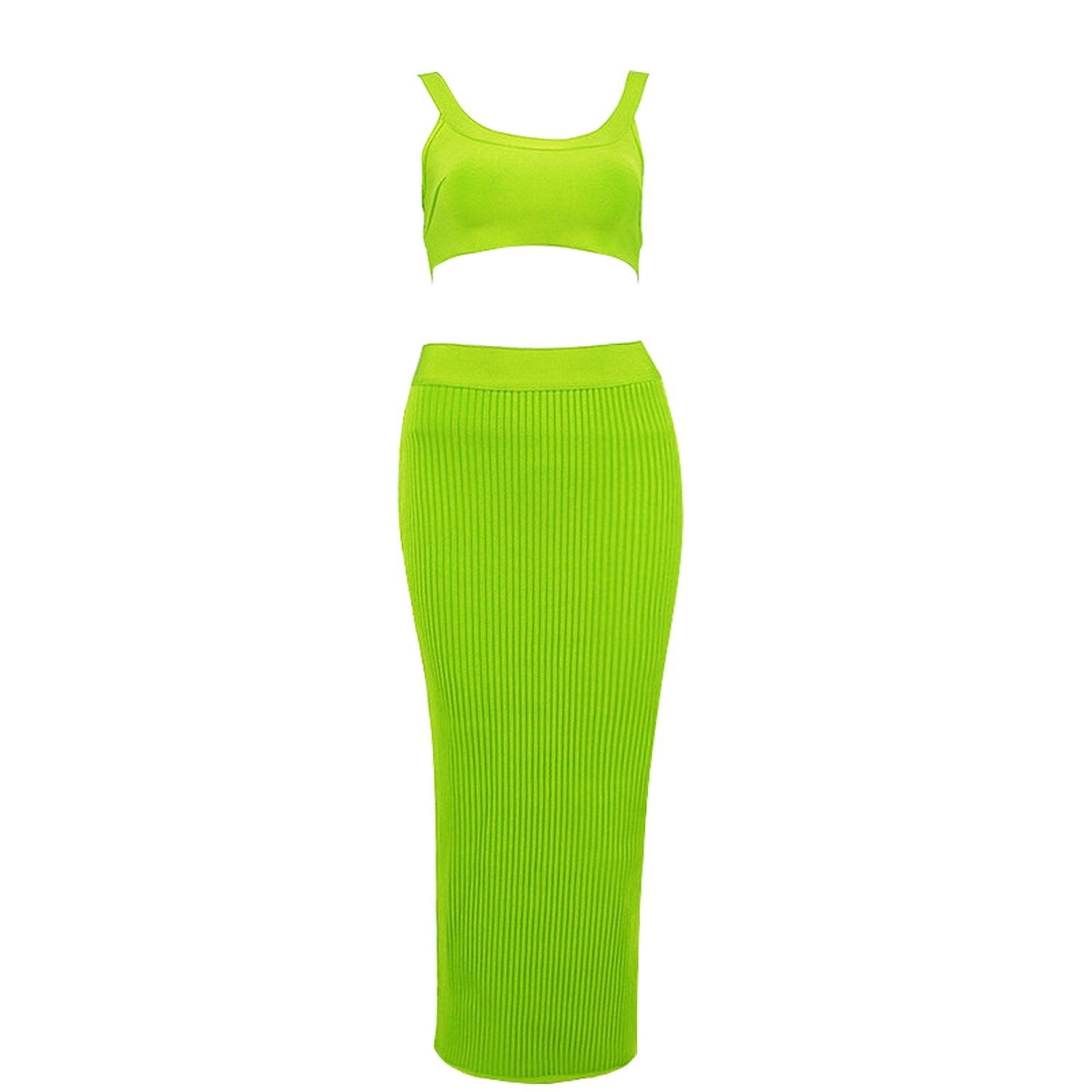 Winnal Women’s Sexy 2 Piece Outfits Strap Crop Top Skirt Set Bodycon Mini Dress