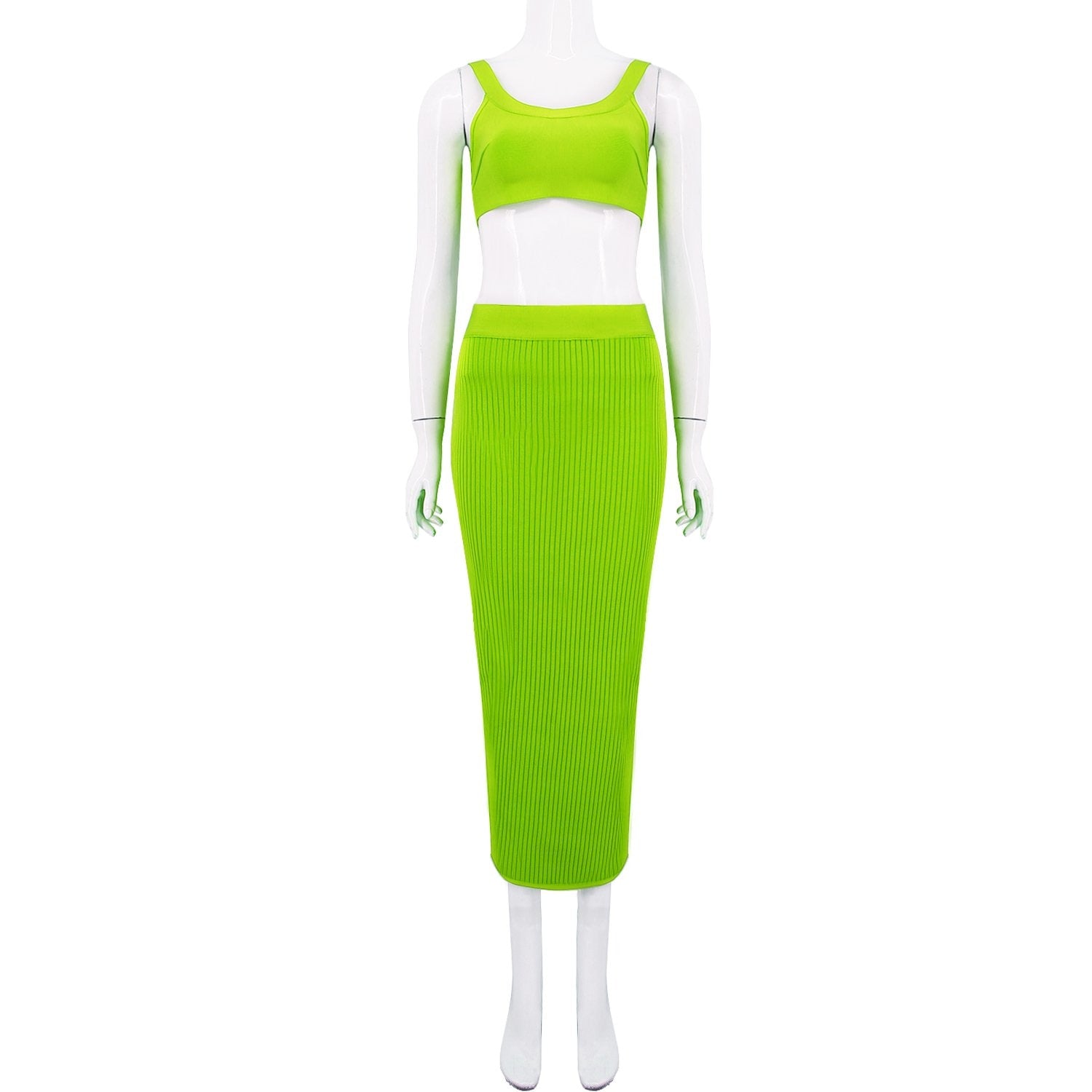 Winnal Women’s Sexy 2 Piece Outfits Strap Crop Top Skirt Set Bodycon Mini Dress