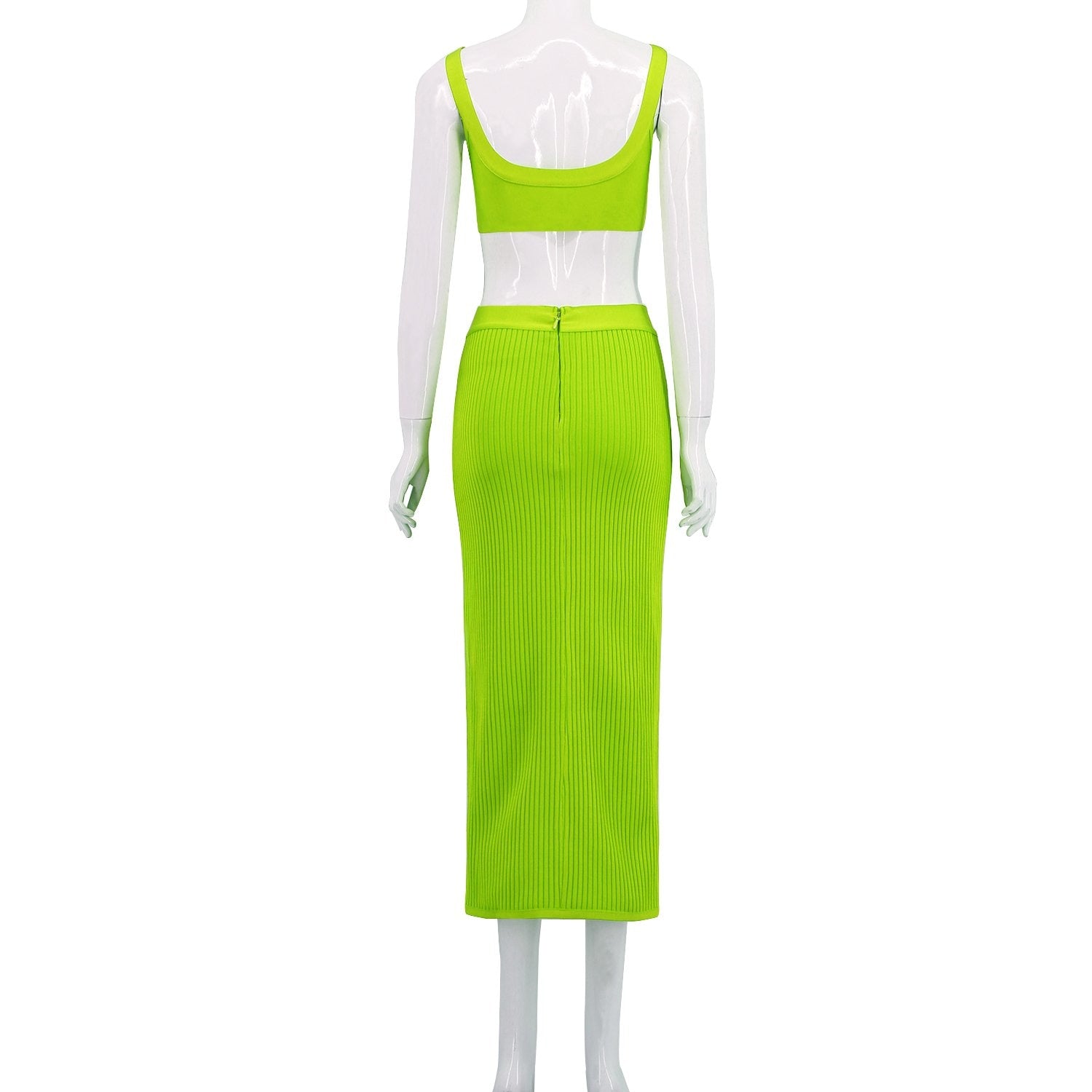 Winnal Women’s Sexy 2 Piece Outfits Strap Crop Top Skirt Set Bodycon Mini Dress