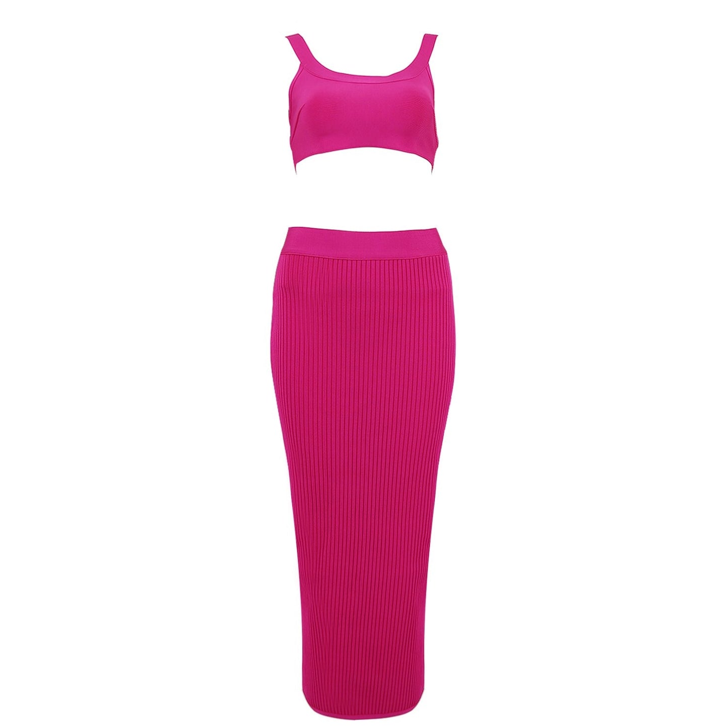 Winnal Women’s Sexy 2 Piece Outfits Strap Crop Top Skirt Set Bodycon Mini Dress