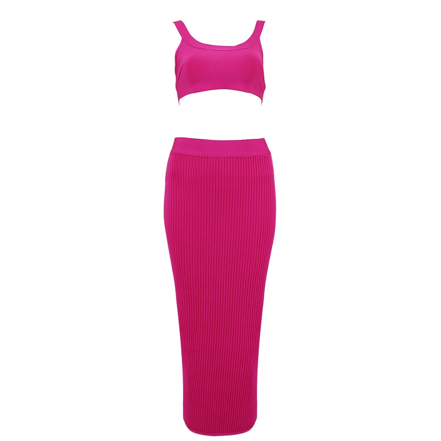 Winnal Women’s Sexy 2 Piece Outfits Strap Crop Top Skirt Set Bodycon Mini Dress