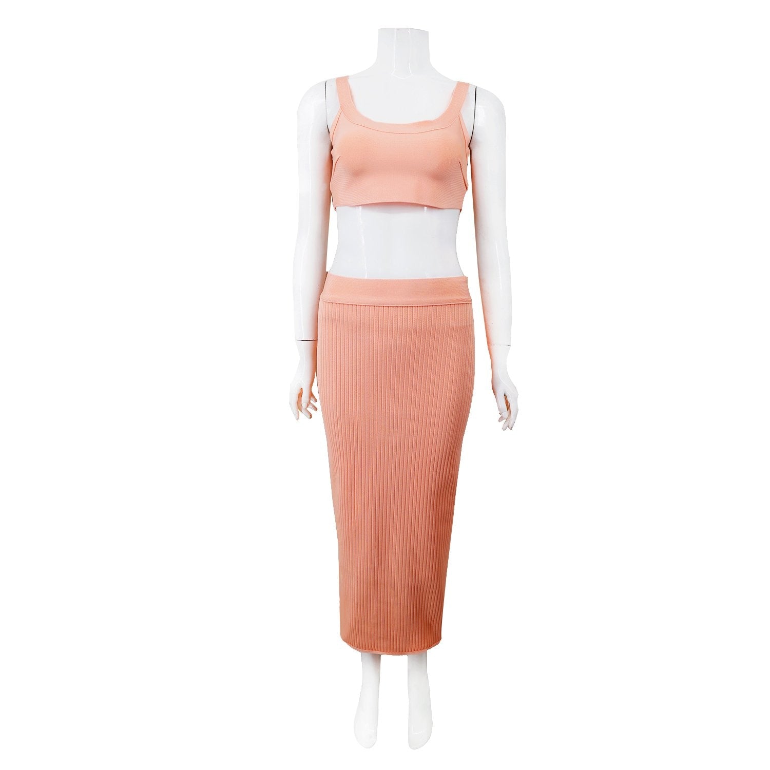 Winnal Women’s Sexy 2 Piece Outfits Strap Crop Top Skirt Set Bodycon Mini Dress