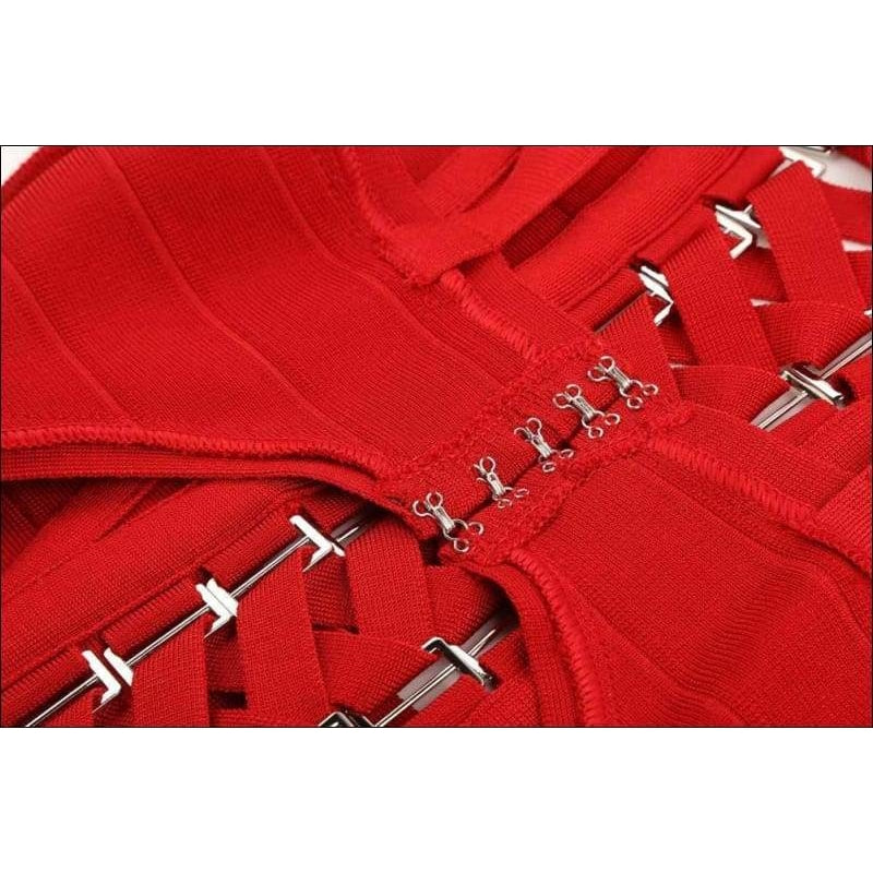 Winnal Women’s Sexy Bodycon Dress Metal Embellished Slim Strappy Asymmetric Wrap Midi Dress.