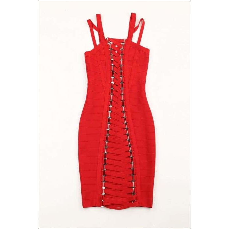 Winnal Women’s Sexy Bodycon Dress Metal Embellished Slim Strappy Asymmetric Wrap Midi Dress.