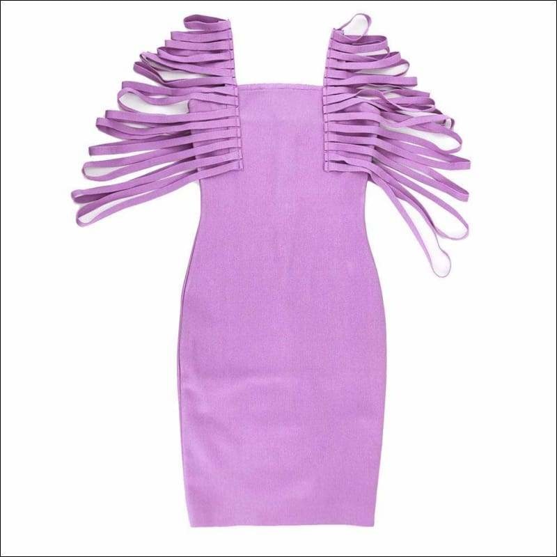 Winnal Women’s Sexy Fringe Half Sleeve Lavender Bodycon Bandage Dress