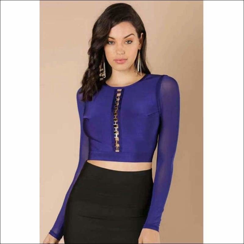 Winnal Women’s Sexy Mesh Lace up Crop Tops Night Club Wear Party Cloth