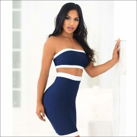 Winnal Women’s Sexy Off Shoulder Halter Wrapped Chest Top & Party Club Wear Bodycon Dress
