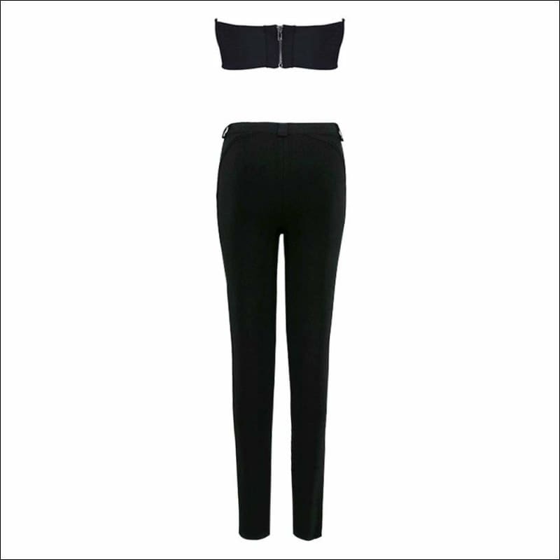 Winnal Women’s Sexy Wrepped Chest Top & High Waist Tight legging pants 2pcs Suit Black