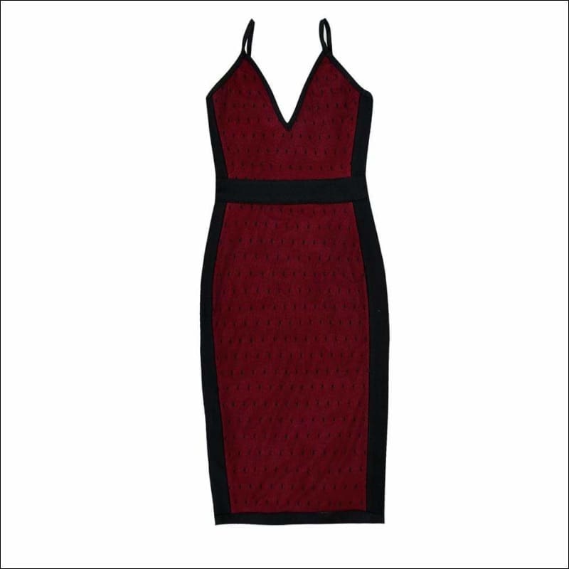 Winnal Women’s Wine Red Floral Emboridery Lace Midi Bandage Dress