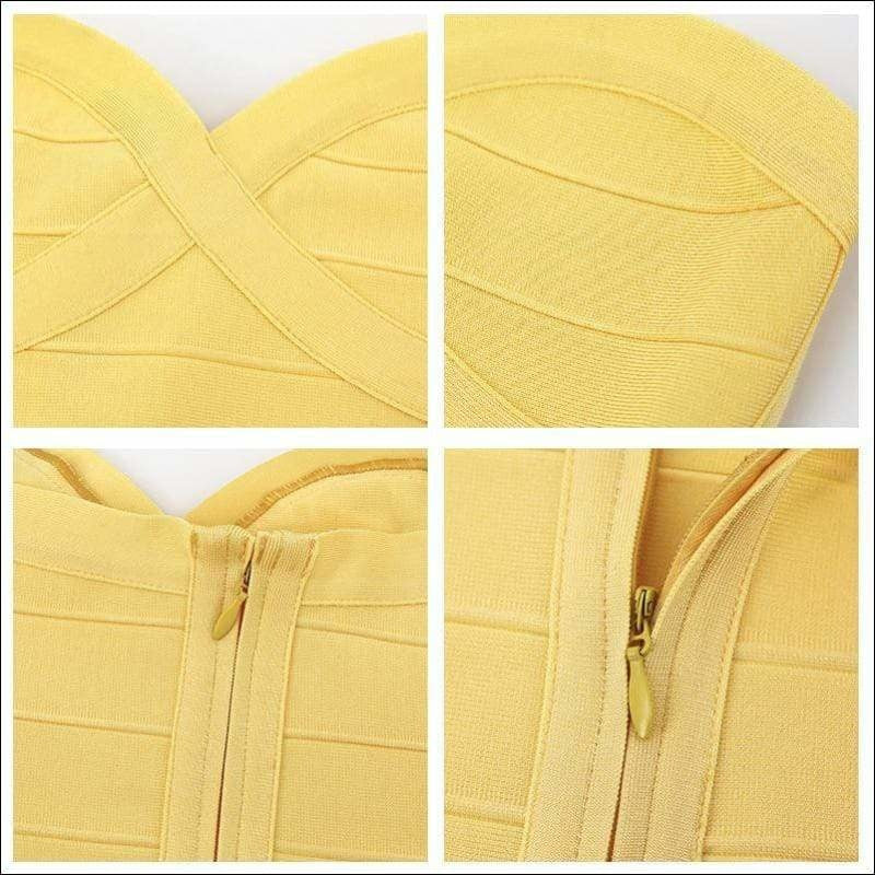 Winnal Yellow Bandage Panel Bodycon Dress