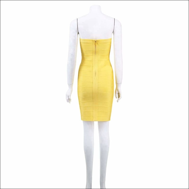 Winnal Yellow Bandage Panel Bodycon Dress