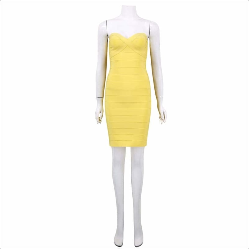 Winnal Yellow Bandage Panel Bodycon Dress