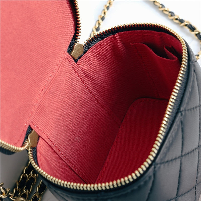 Womens Classic Leather Quilted Vanity Case Box