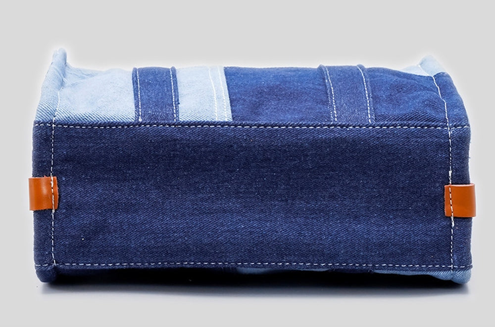 Women’s Denim Patchwork Tote Bag Blue