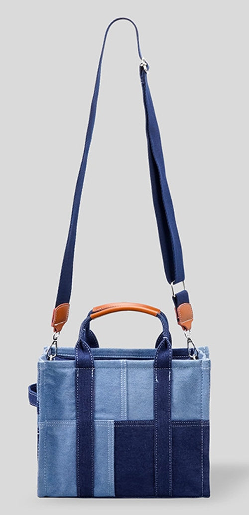 Women’s Denim Patchwork Tote Bag Blue
