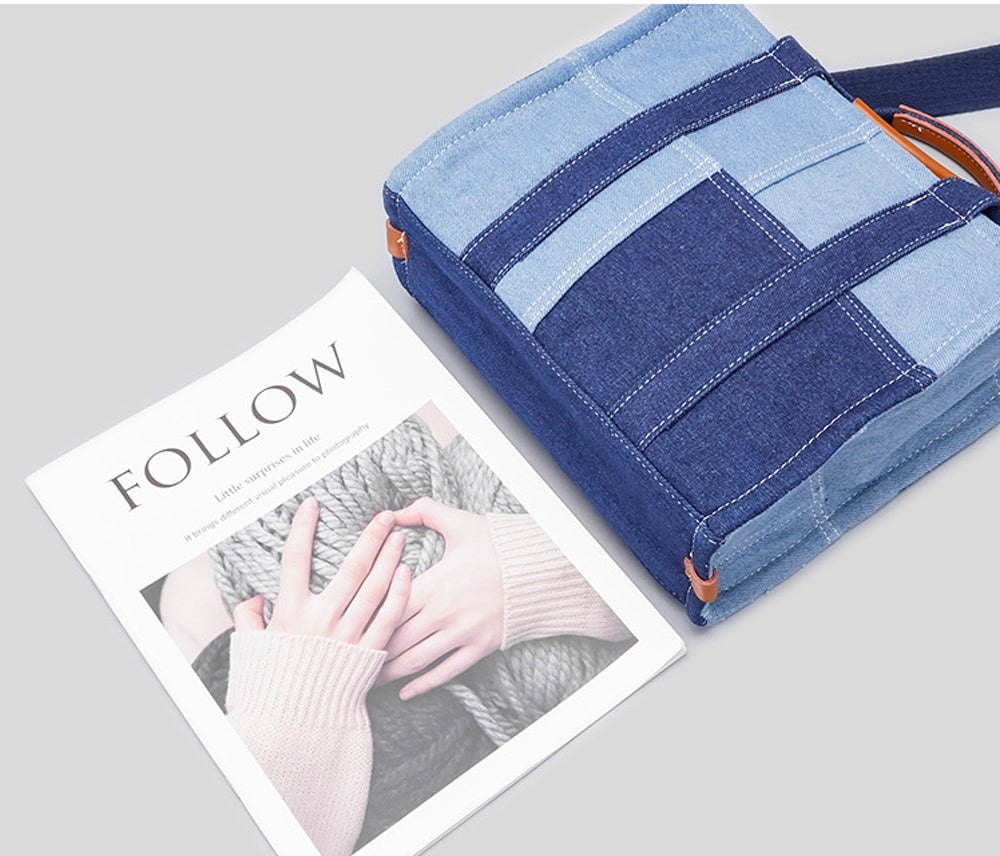 Women’s Denim Patchwork Tote Bag Blue