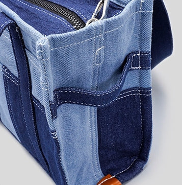 Women’s Denim Patchwork Tote Bag Blue