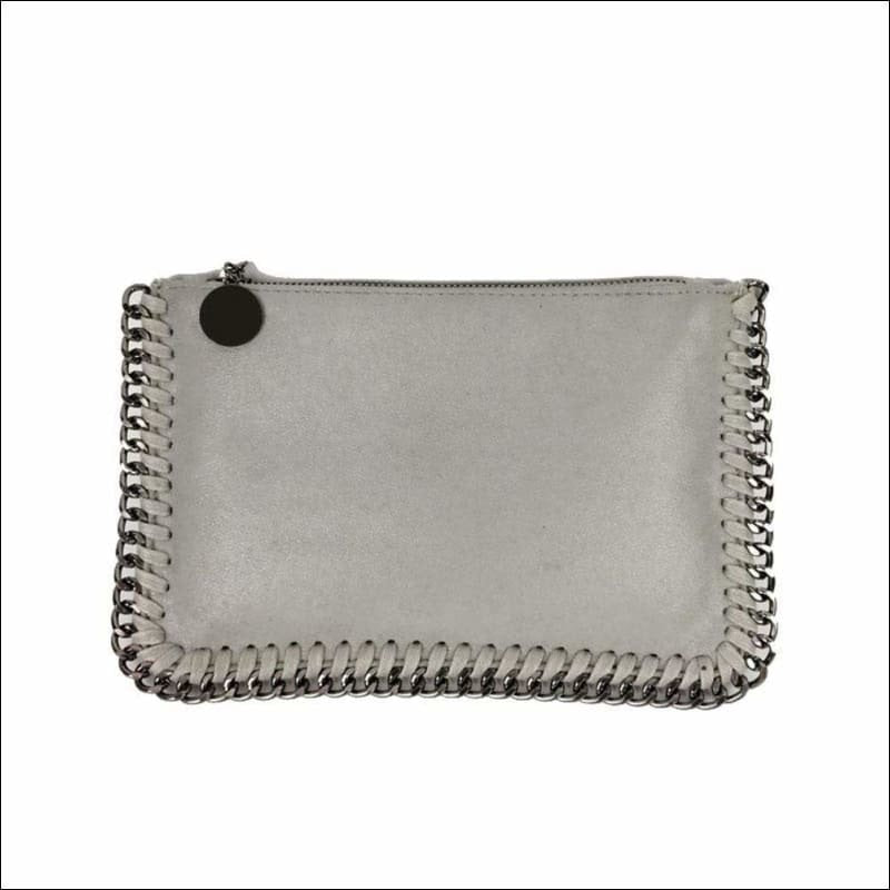 Womens Faux Leather Top Zip Clutches
