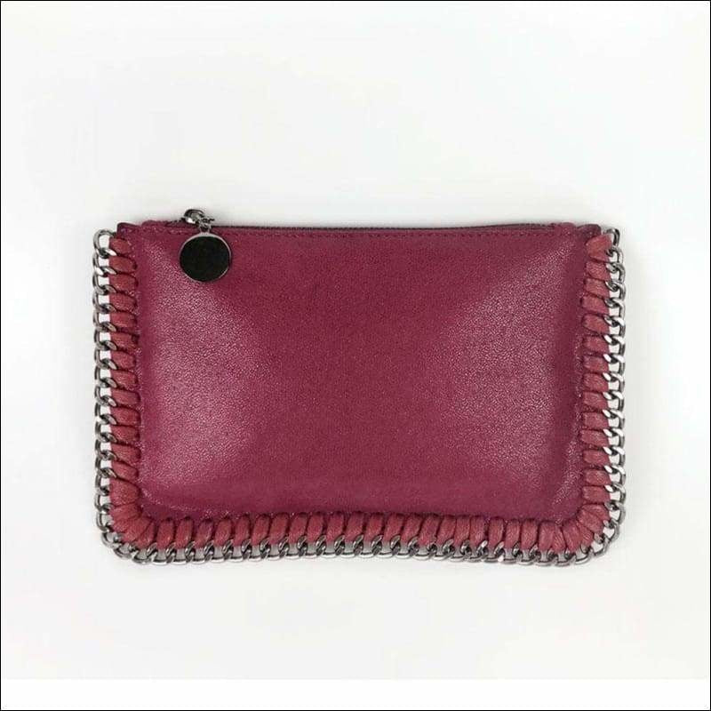 Womens Faux Leather Top Zip Clutches