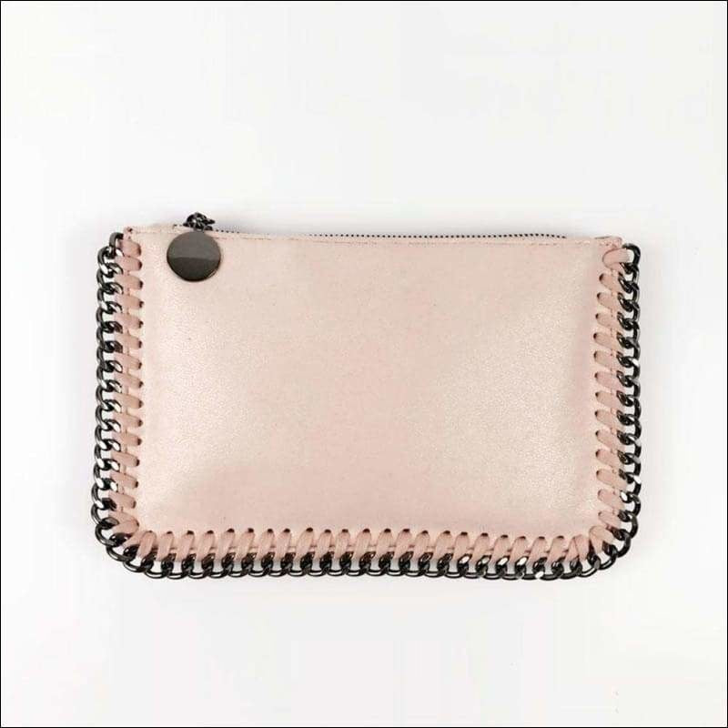 Womens Faux Leather Top Zip Clutches