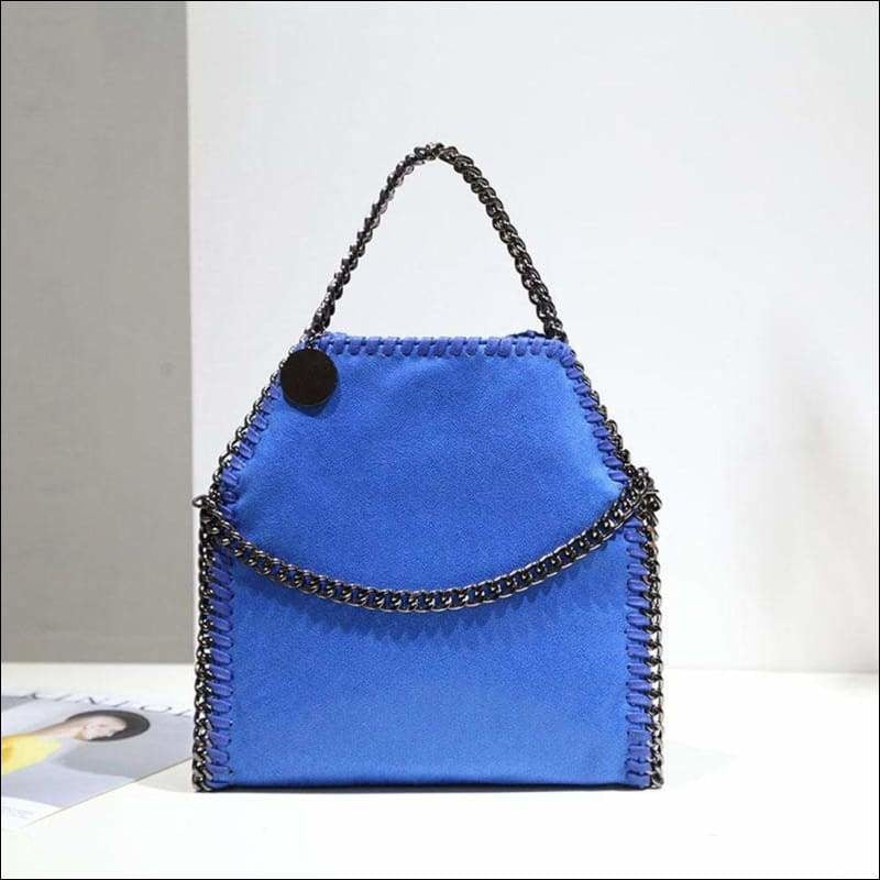 Womens Faux Suede PU Leather Medium Chain Shoulder Bag