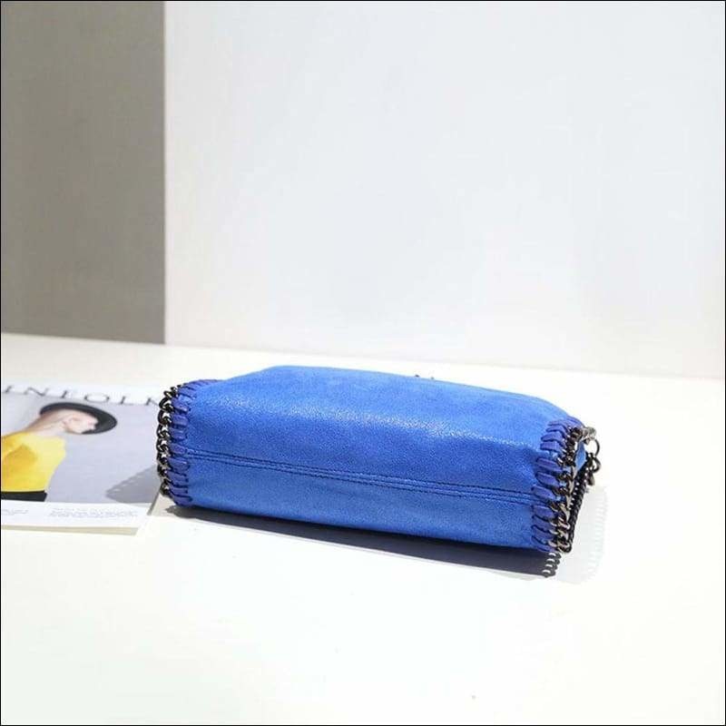 Womens Faux Suede PU Leather Medium Chain Shoulder Bag
