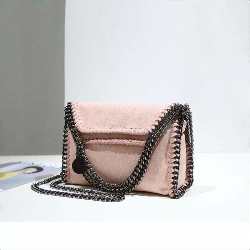 Womens Faux Suede PU Leather Medium Chain Shoulder Bag
