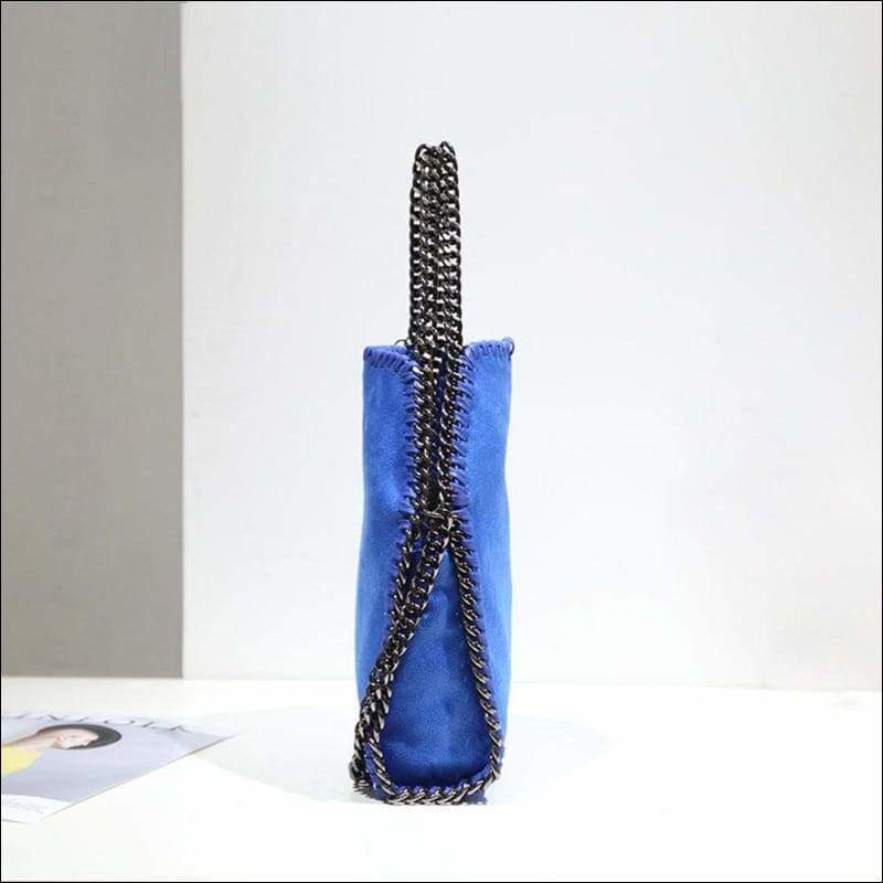 Womens Faux Suede PU Leather Medium Chain Shoulder Bag