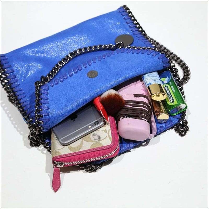 Womens Faux Suede PU Leather Medium Chain Shoulder Bag