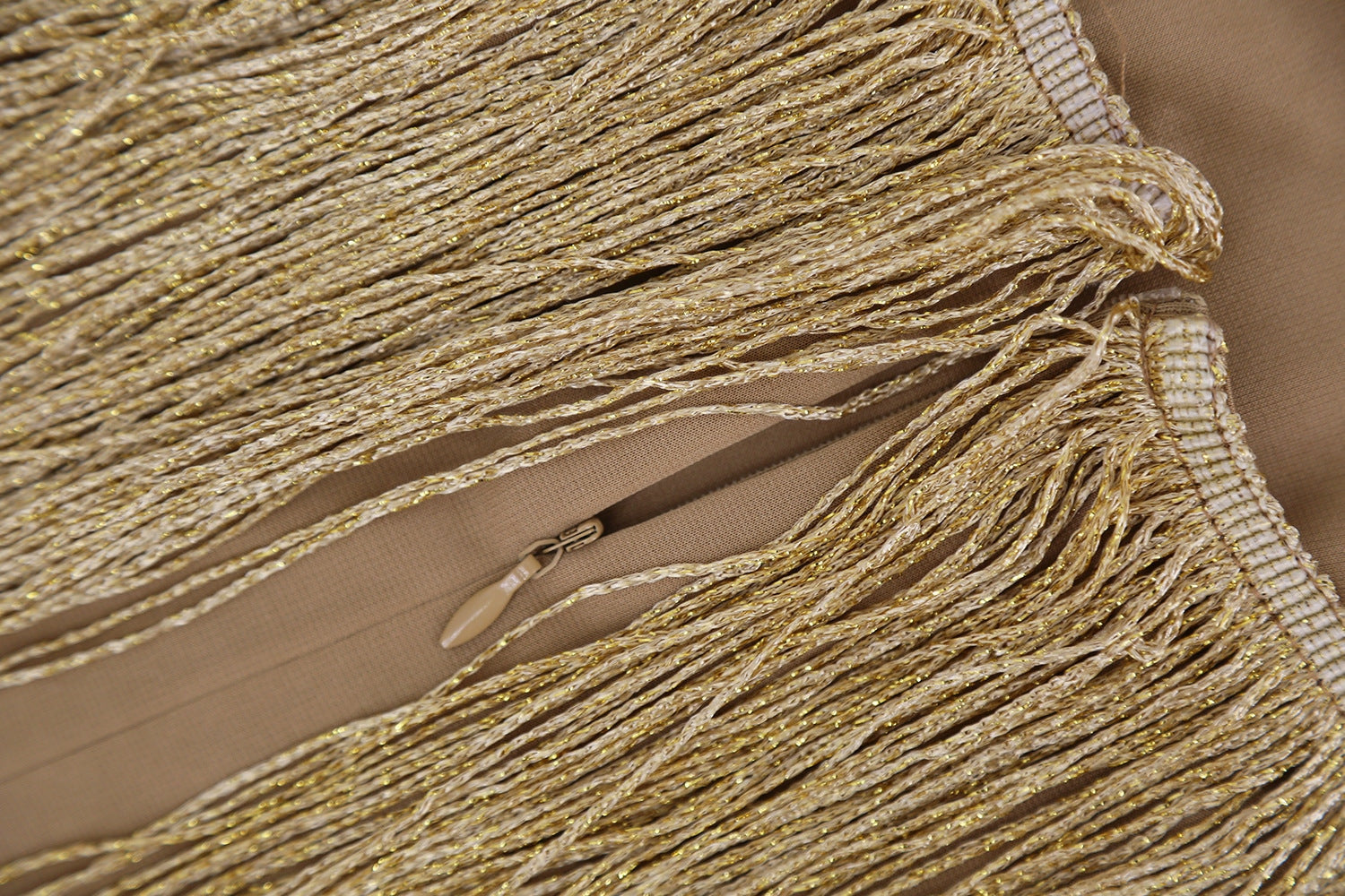 Women’s Gold Tassels Strappy Sleeveless Bodycon Dress