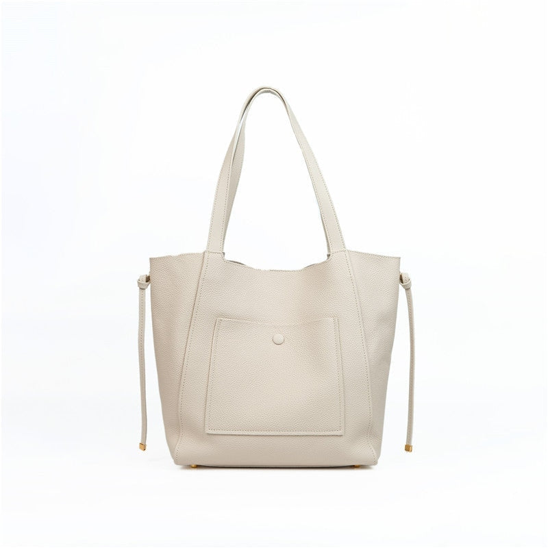 Women’s Large Leather Shopping Tote Bag With Small Pouch