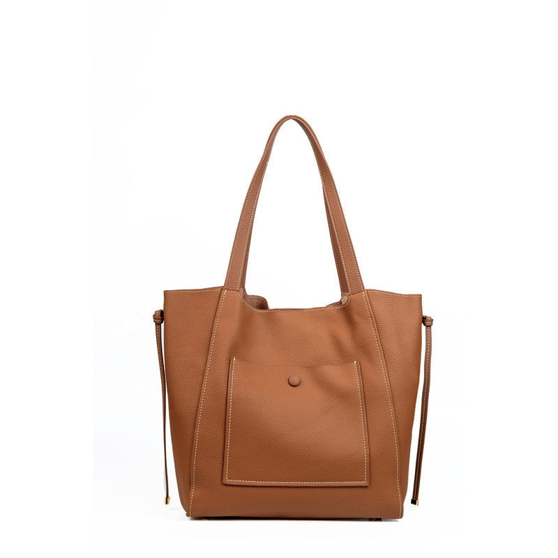 Women’s Large Leather Shopping Tote Bag With Small Pouch