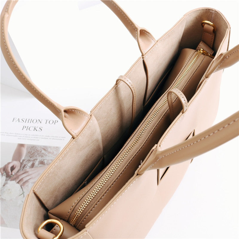 Womens Leather Intreccio Woven Large Tote Bag