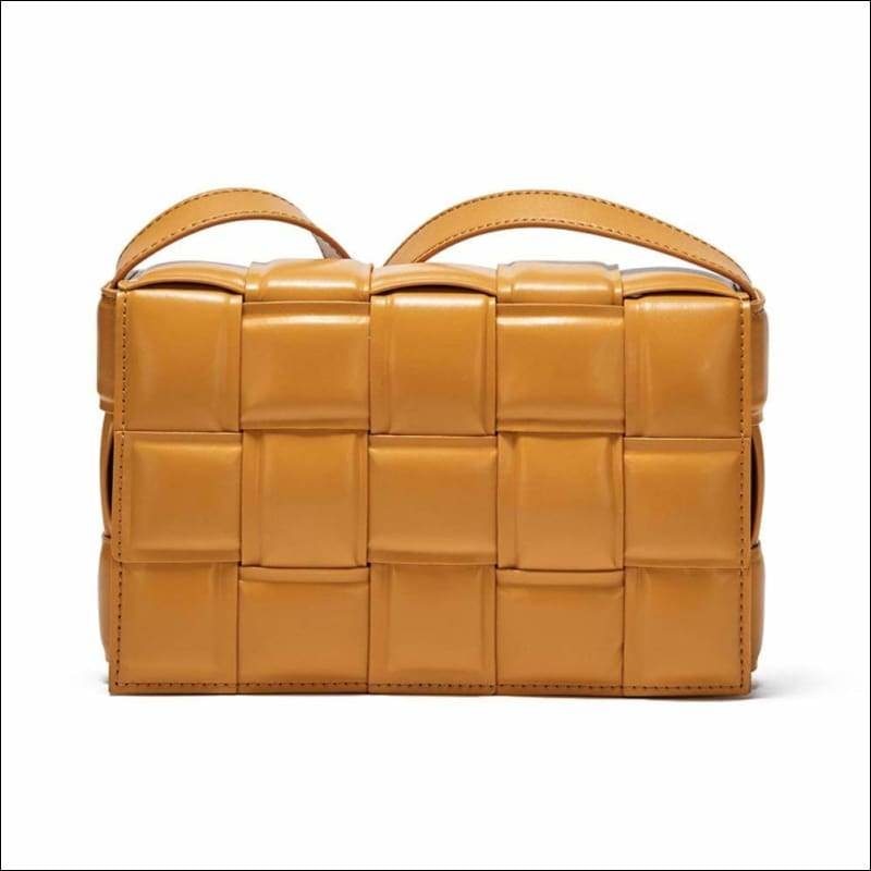 Womens Leather Padded Woven Shoulder Bag