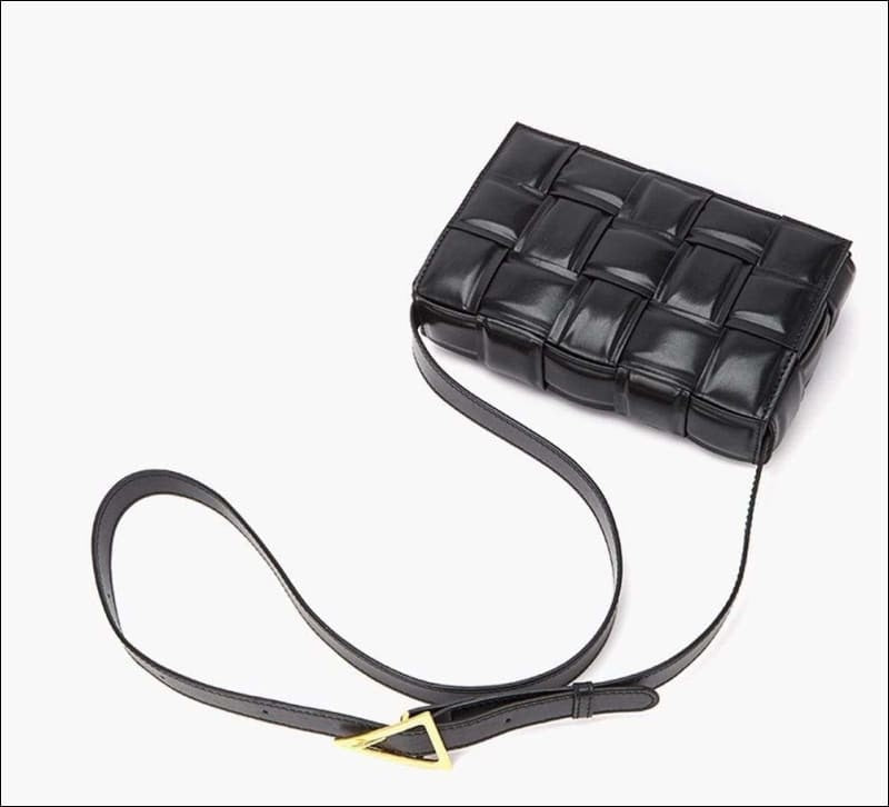 Womens Leather Padded Woven Shoulder Bag