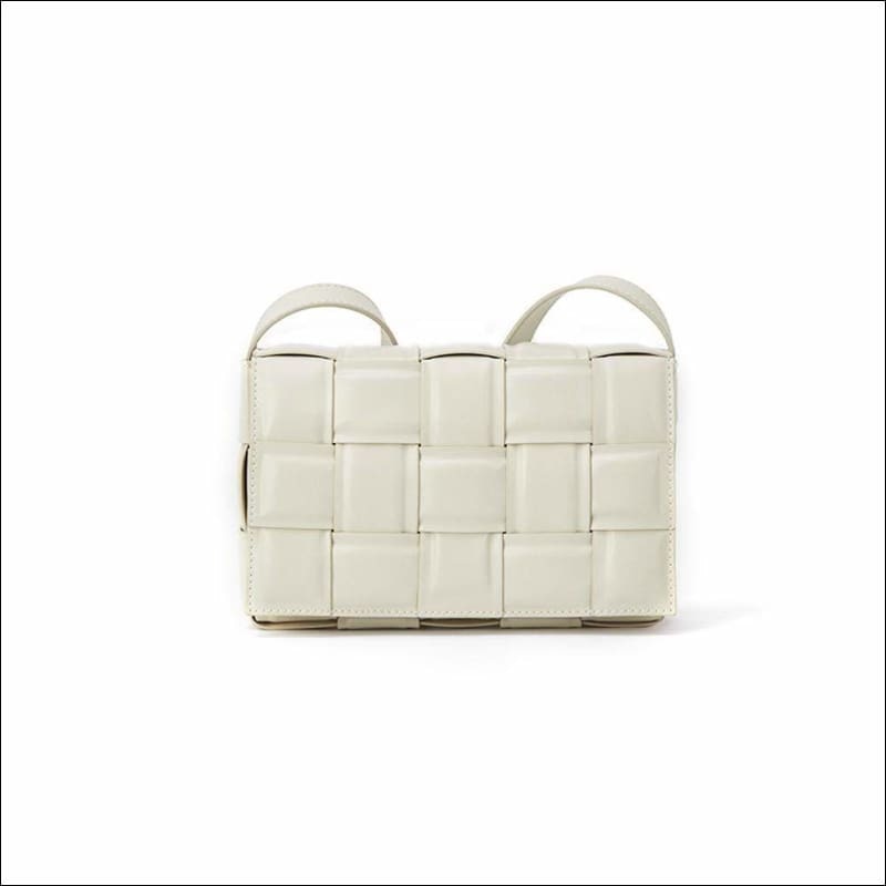 Womens Leather Padded Woven Shoulder Bag