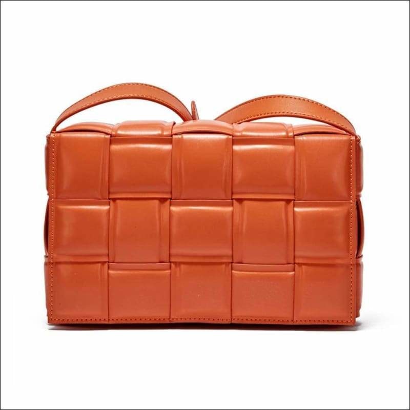 Womens Leather Padded Woven Shoulder Bag