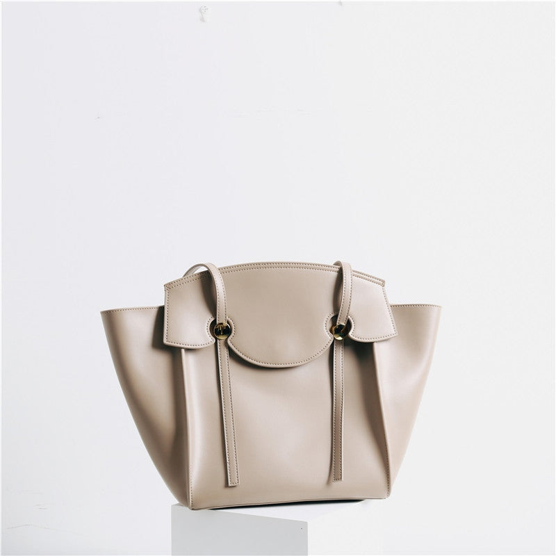 Womens Leather Top Handle Large Wing Tote Bag