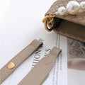 Womens Leather Woven Pearl Handle Shoulder Bag