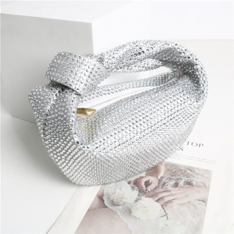 Womens Mini Crystal Stain Knotted Hobo Bags