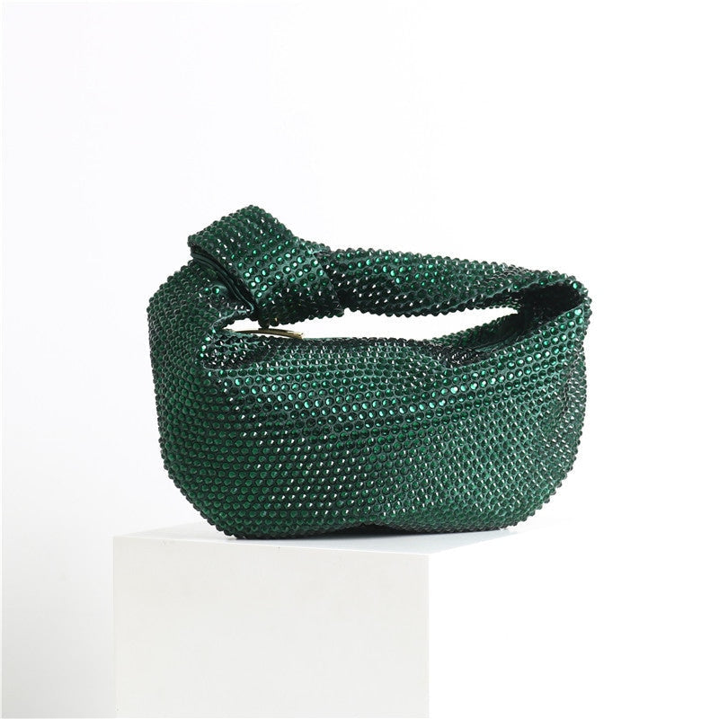 Womens Mini Crystal Stain Knotted Hobo Bags