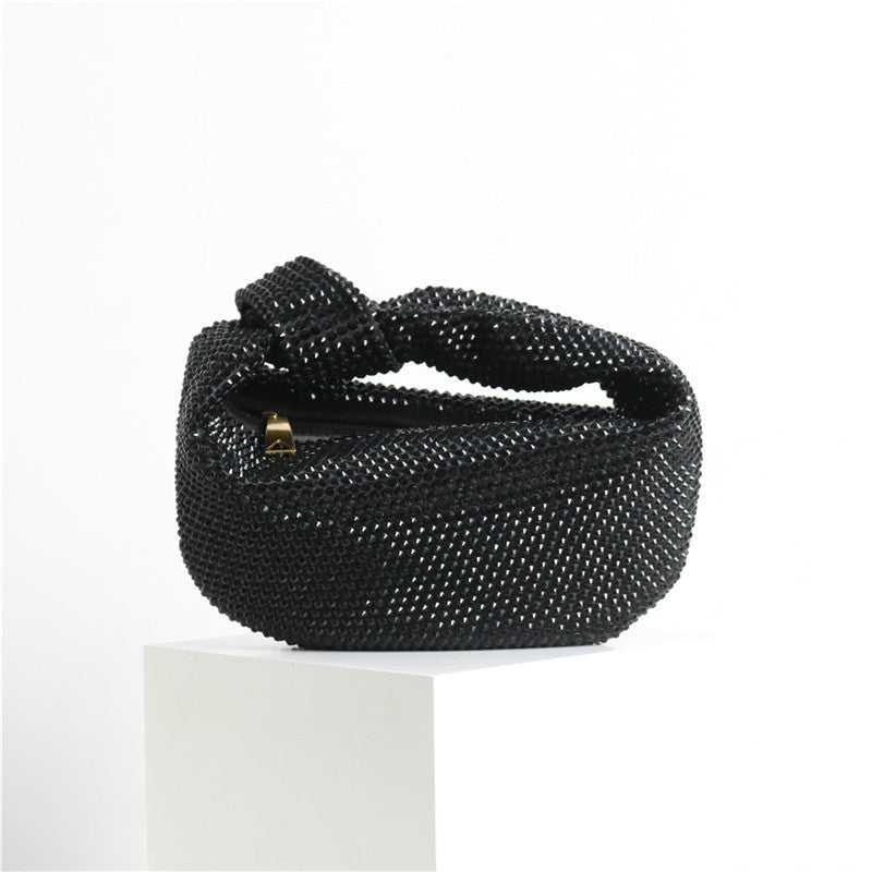 Womens Mini Crystal Stain Knotted Hobo Bags