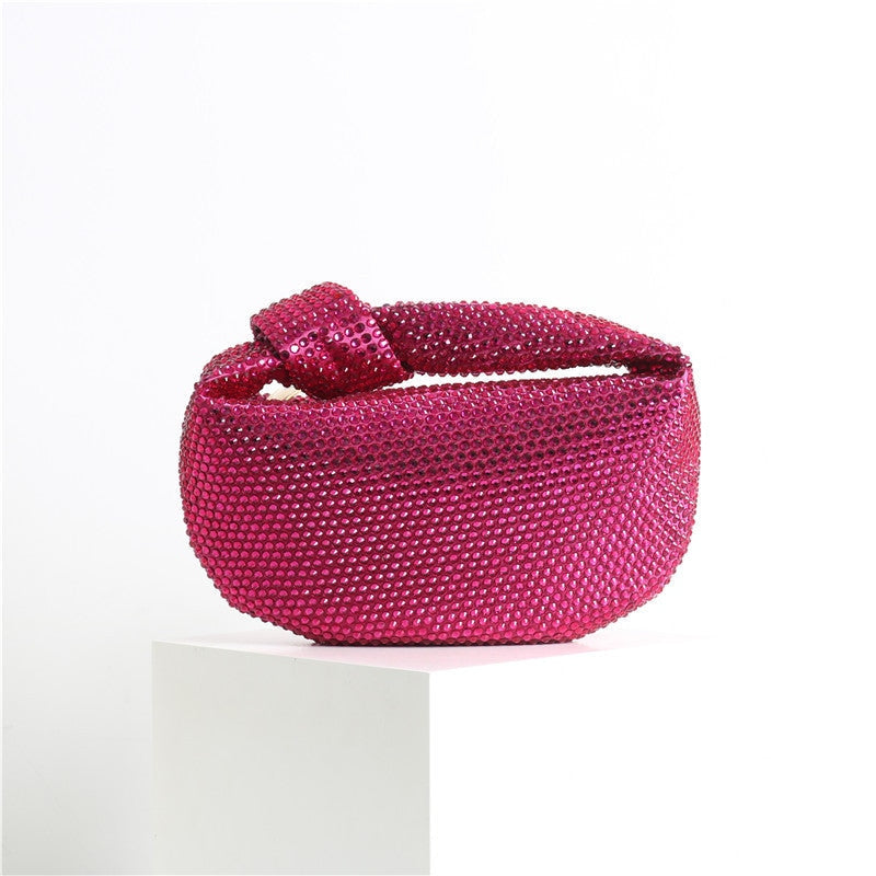 Womens Mini Crystal Stain Knotted Hobo Bags