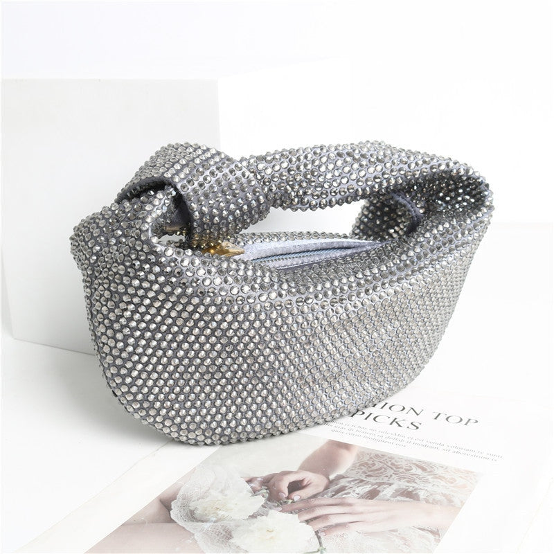 Womens Mini Crystal Stain Knotted Hobo Bags