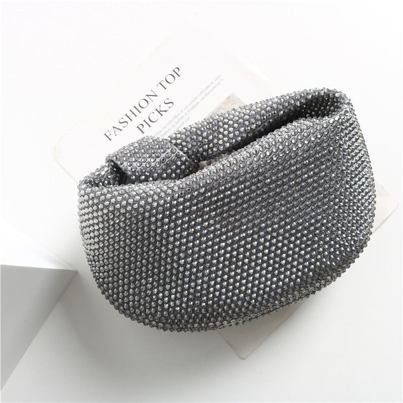 Womens Mini Crystal Stain Knotted Hobo Bags