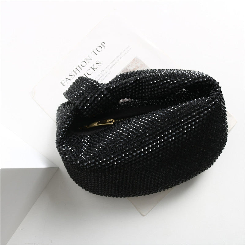 Womens Mini Crystal Stain Knotted Hobo Bags