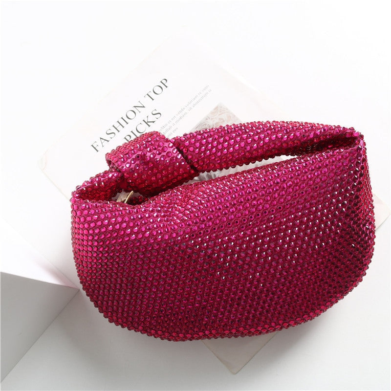 Womens Mini Crystal Stain Knotted Hobo Bags