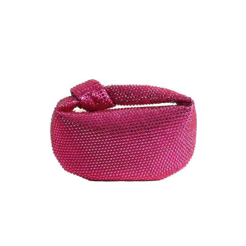 Womens Mini Crystal Stain Knotted Hobo Bags