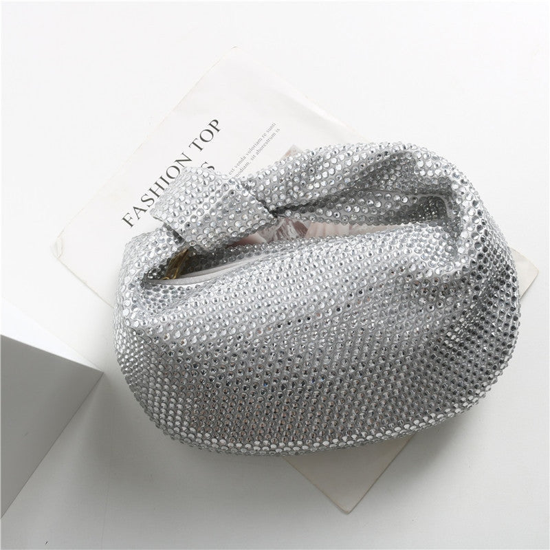 Womens Mini Crystal Stain Knotted Hobo Bags