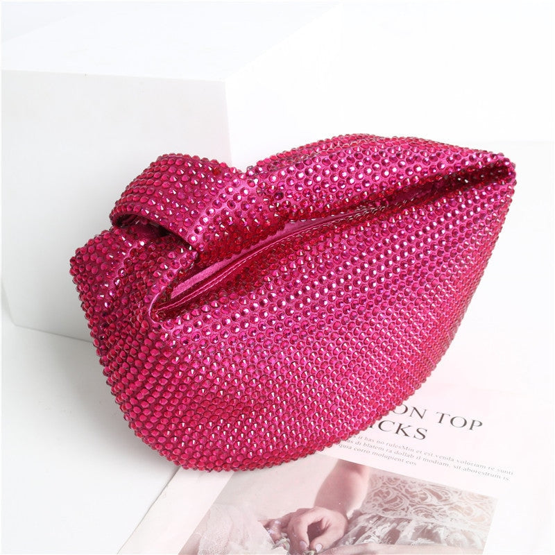 Womens Mini Crystal Stain Knotted Hobo Bags